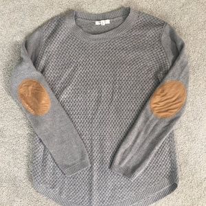 Grey Sweater with Elbow Patches